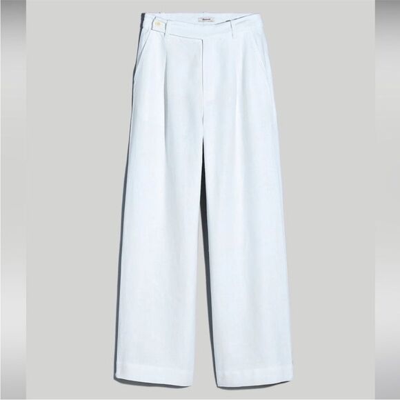 Madewell NWT Harlow Wide-Leg Pant in 100% Linen Size 00 in Eyelet White - Picture 5 of 10